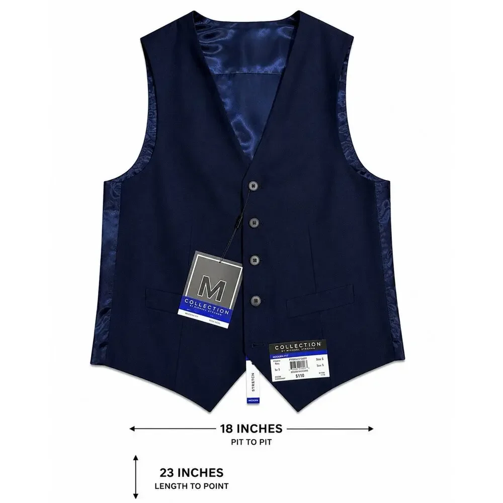 Michael Strahan Collection Men’s Dress Vest Navy Blue Size S NWT Modern Fit